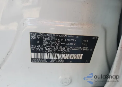 2015 Toyota Rav4 Limited z USA, uszkodzony, nr VIN 2T3YFREVXFW171241